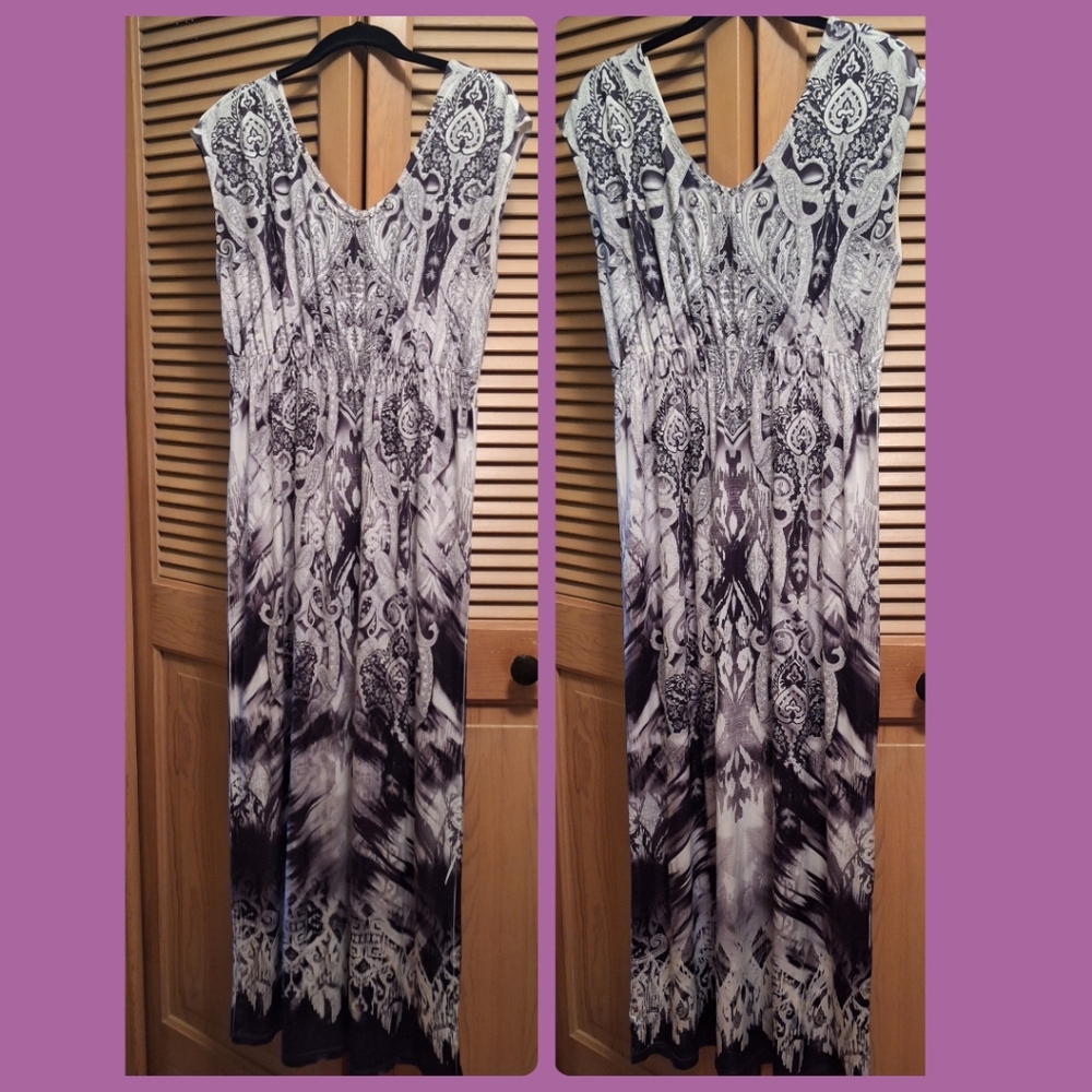 ONE WORLD Live and Let Live Black and White Maxi Dress